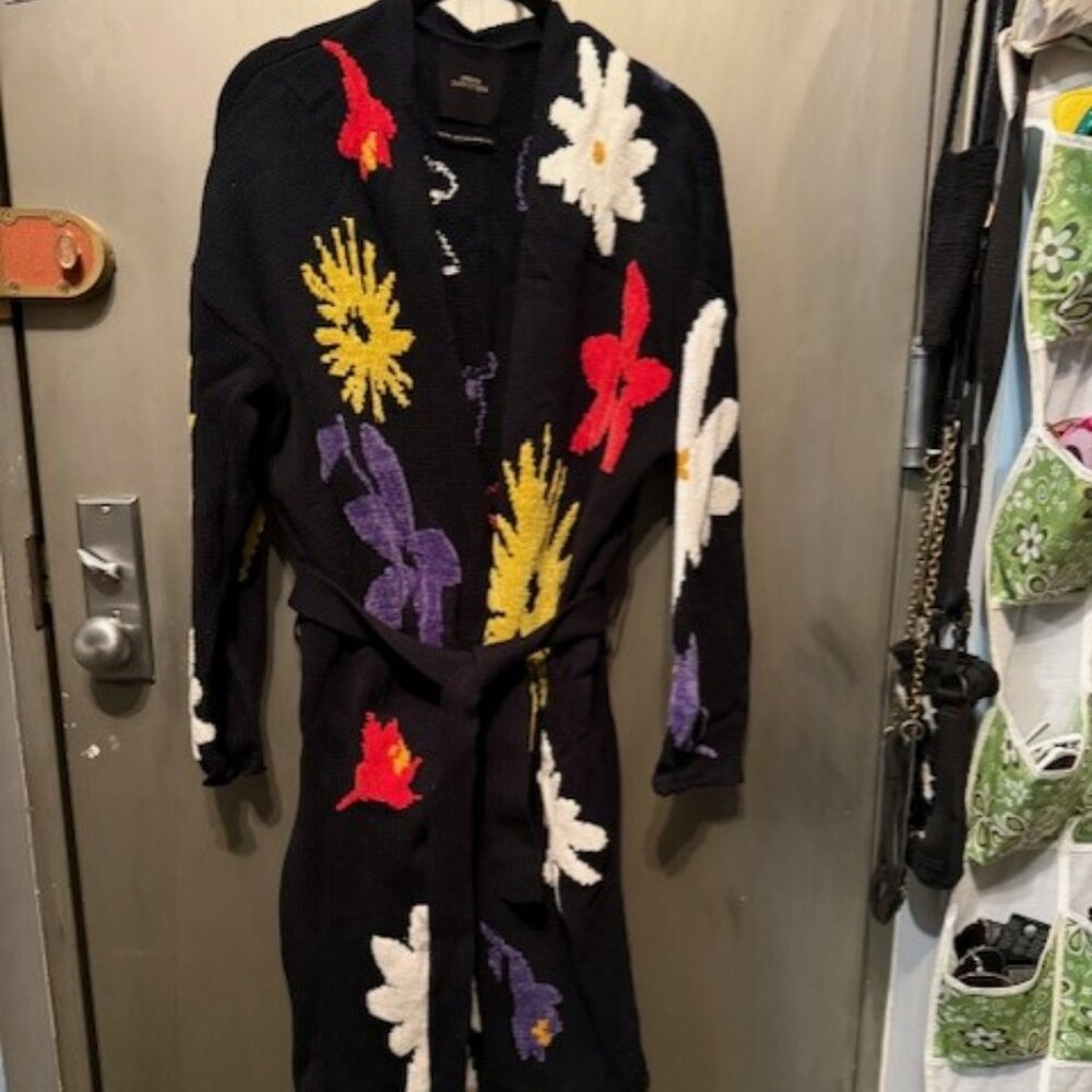 Retro Boho Longline Floral Chenille Sweater Cardigan / Coat - XS /Small - NWOT - Picture 9 of 16